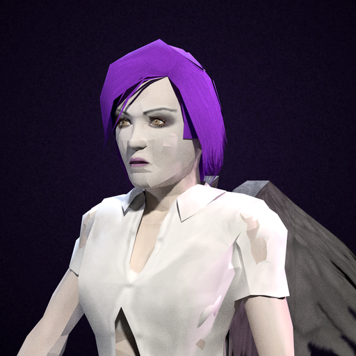 Violet Vandal skater portrait, Purple background